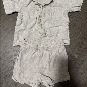 H&M Kids Beige Striped Shorts Set